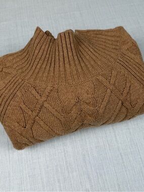 Talbots Camel Tan Cable Knit Turtleneck Sweater Large
